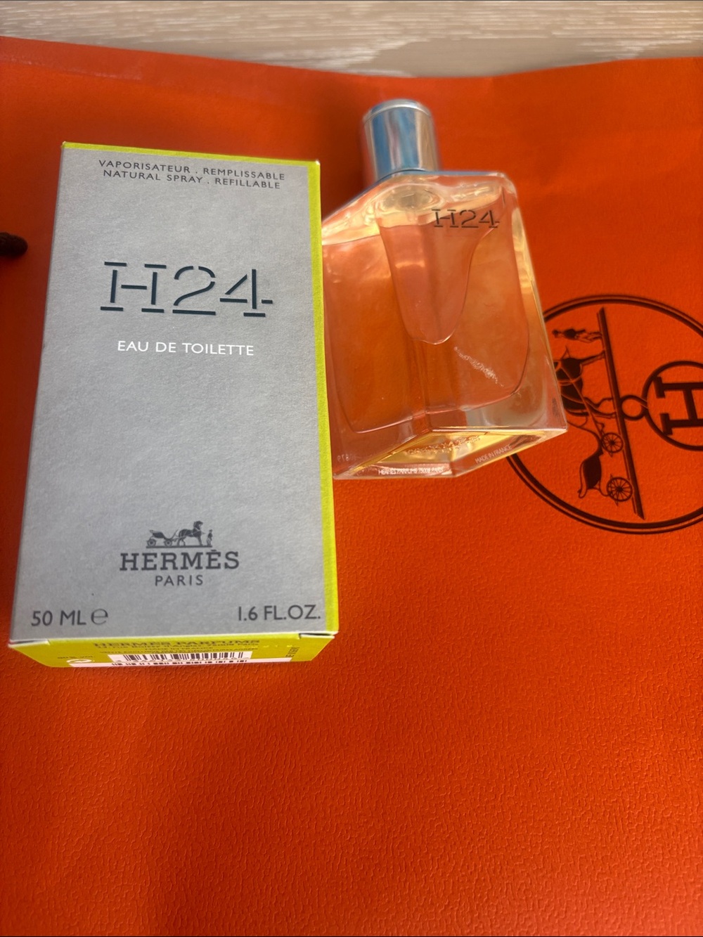 Hermes H24 Eau de Toilette 50ml - Orange, Silver, Clear